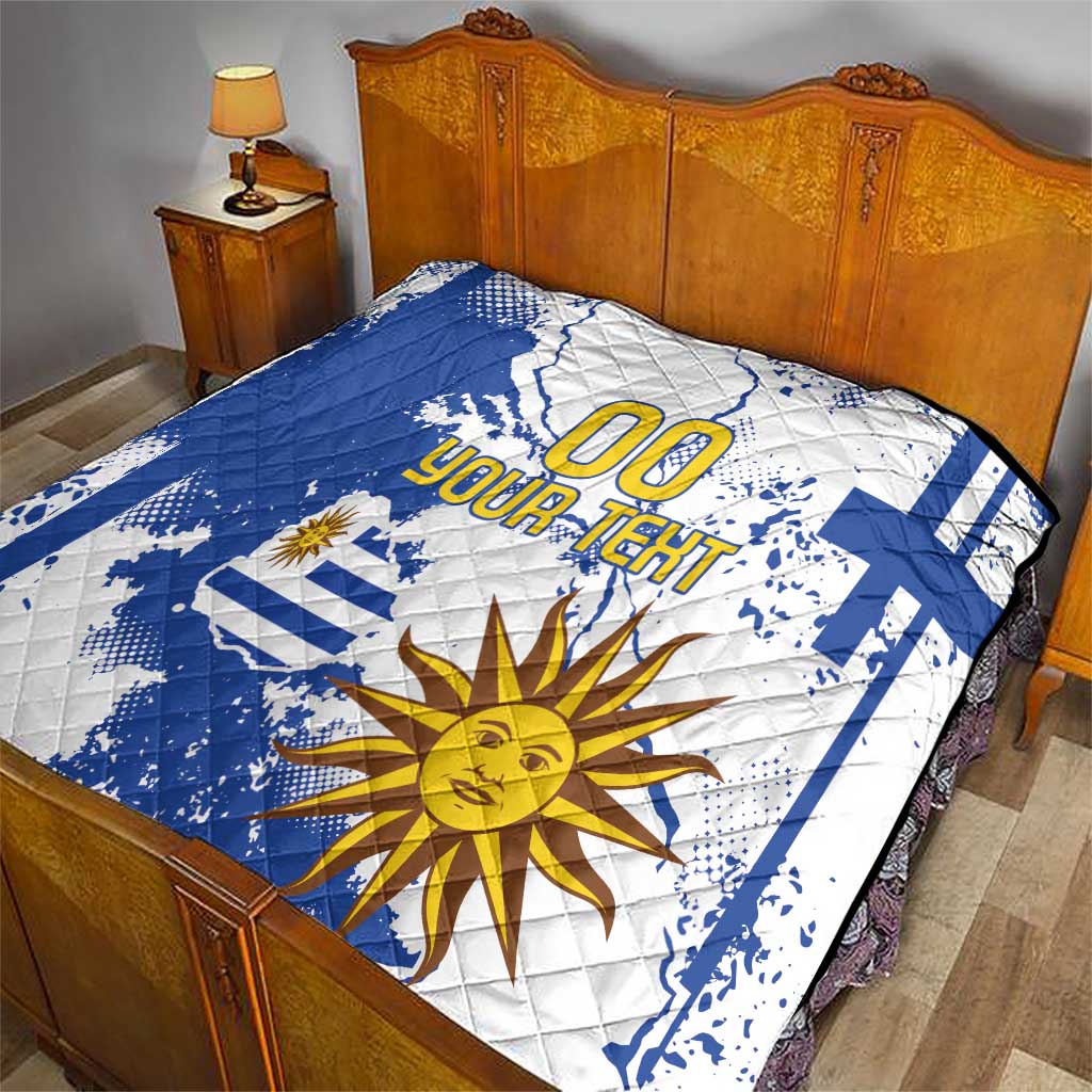 Custom Uruguay Independence Day Quilt Sol de Mayo With Grunge Urban - Wonder Print Shop