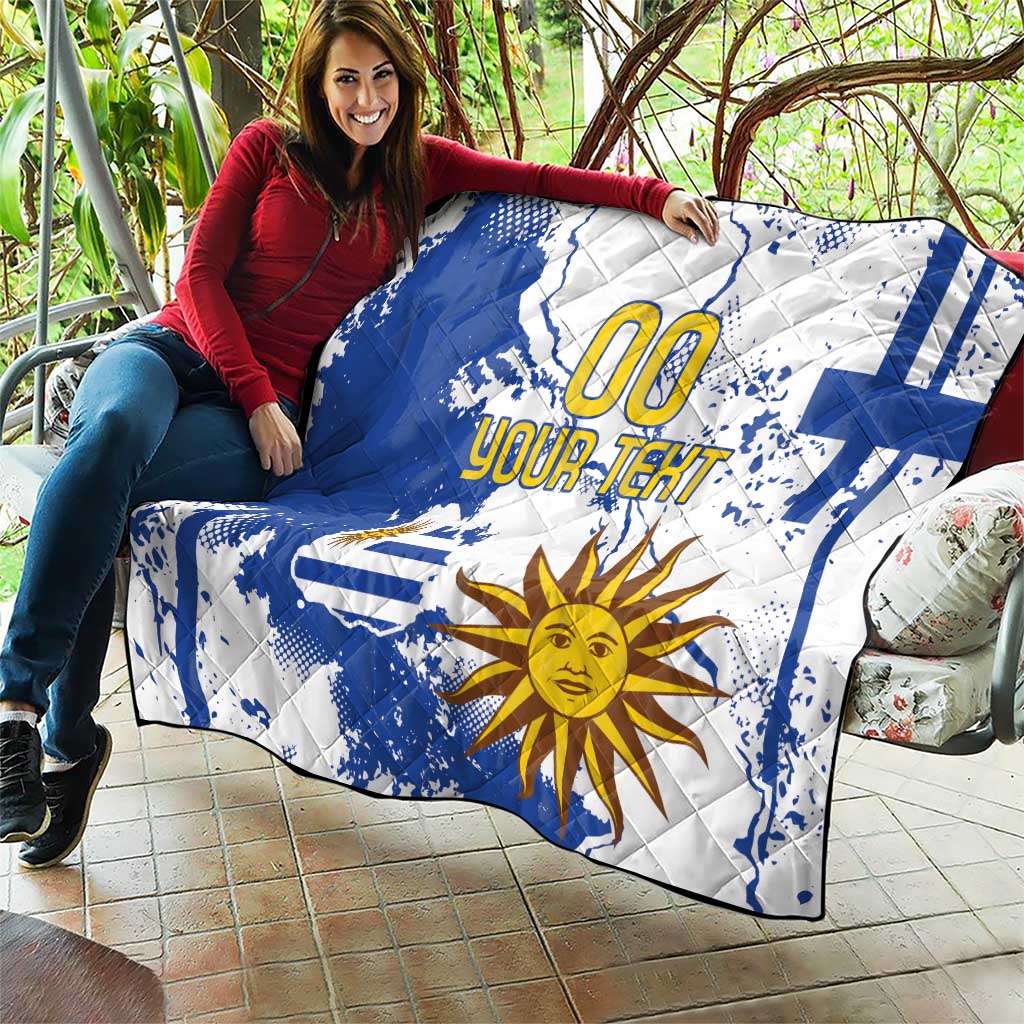 Custom Uruguay Independence Day Quilt Sol de Mayo With Grunge Urban - Wonder Print Shop