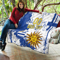 Custom Uruguay Independence Day Quilt Sol de Mayo With Grunge Urban - Wonder Print Shop