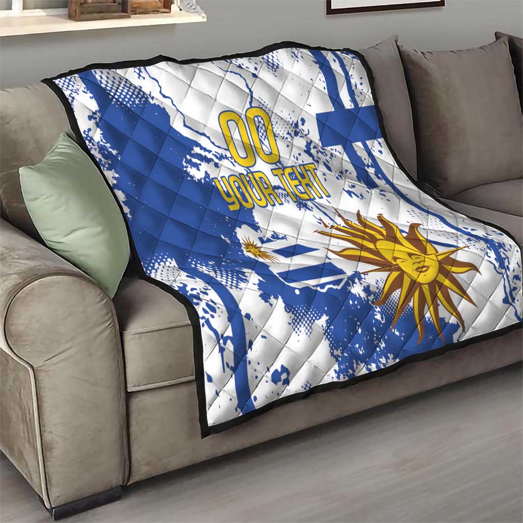 Custom Uruguay Independence Day Quilt Sol de Mayo With Grunge Urban - Wonder Print Shop