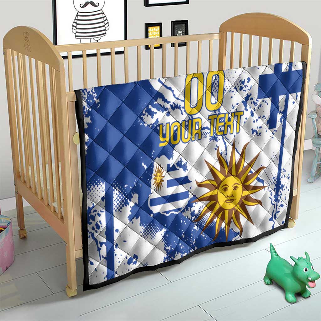 Custom Uruguay Independence Day Quilt Sol de Mayo With Grunge Urban - Wonder Print Shop