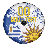 Custom Uruguay Independence Day Spare Tire Cover Sol de Mayo With Grunge Urban - Wonder Print Shop
