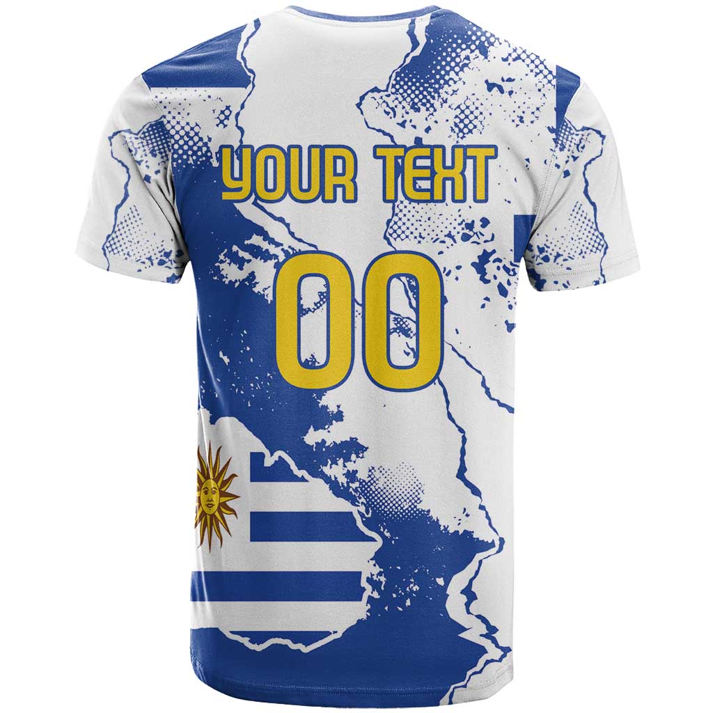 Custom Uruguay Independence Day T Shirt Sol de Mayo With Grunge Urban - Wonder Print Shop
