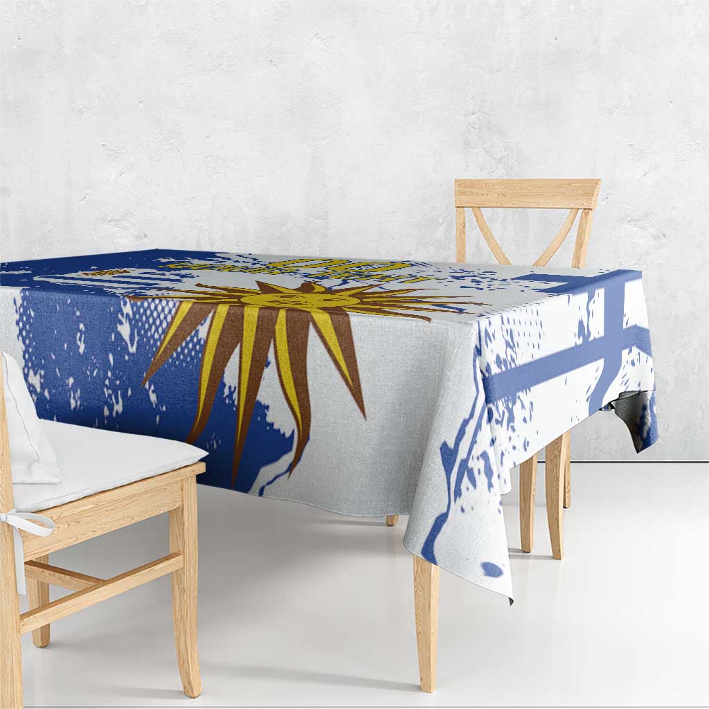 Custom Uruguay Independence Day Tablecloth Sol de Mayo With Grunge Urban - Wonder Print Shop