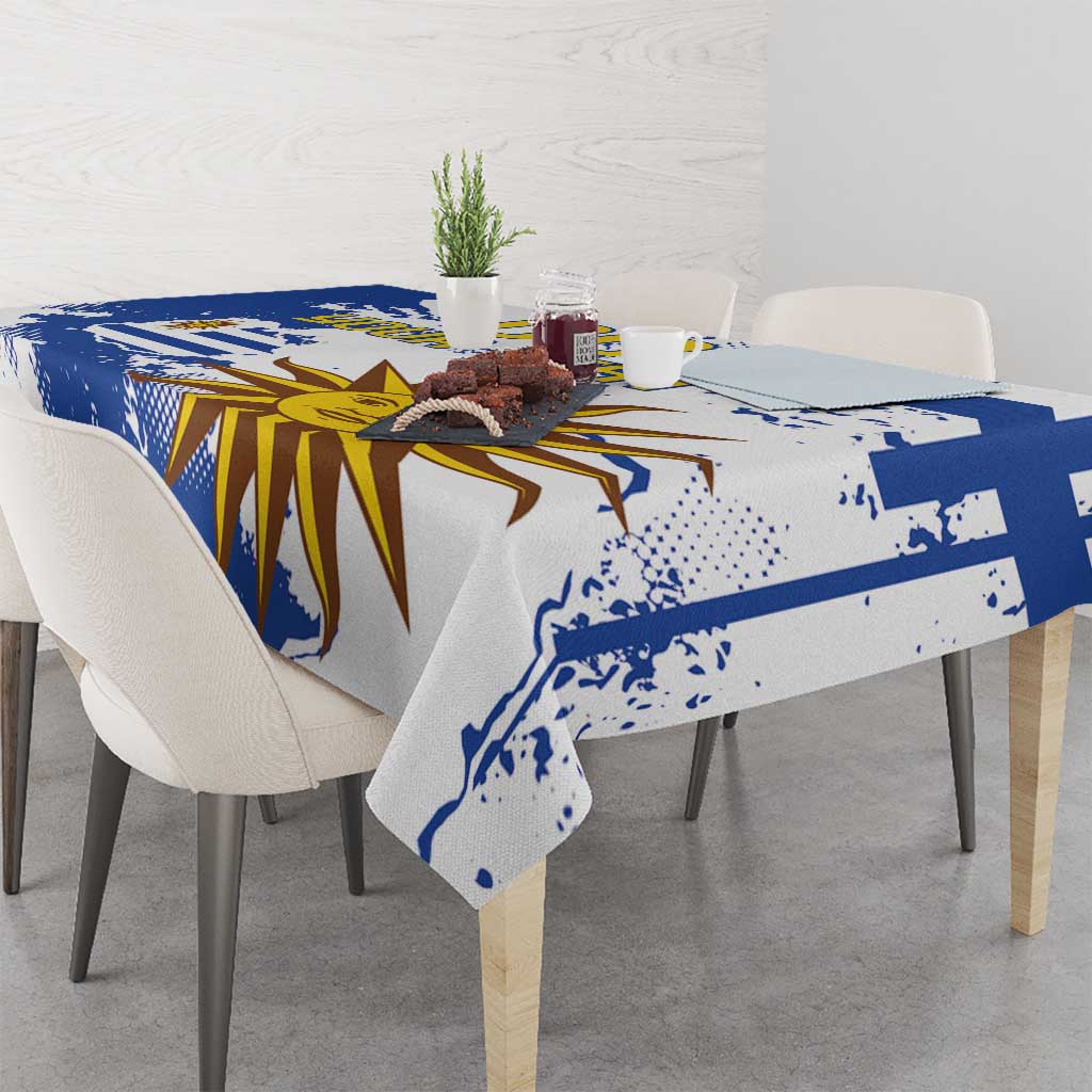 Custom Uruguay Independence Day Tablecloth Sol de Mayo With Grunge Urban - Wonder Print Shop