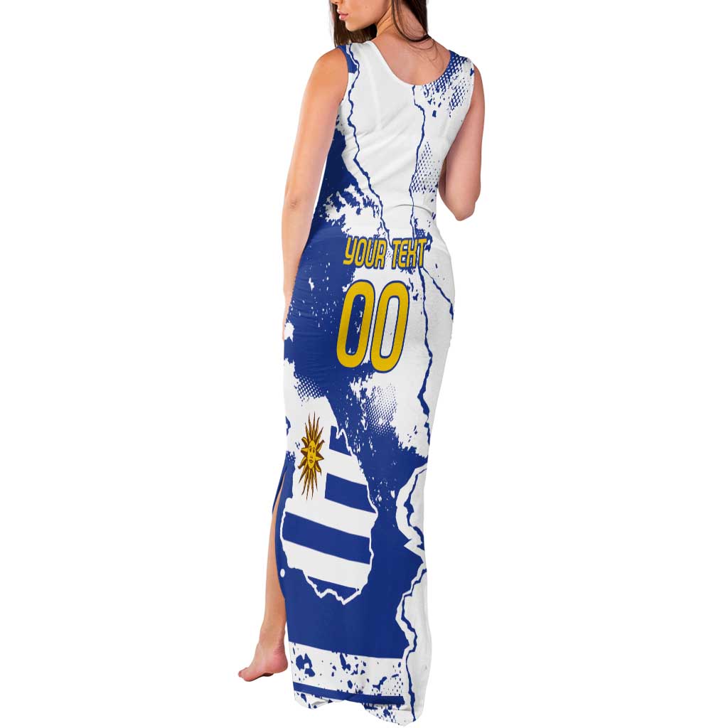 Custom Uruguay Independence Day Tank Maxi Dress Sol de Mayo With Grunge Urban - Wonder Print Shop