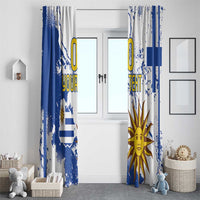 Custom Uruguay Independence Day Window Curtain Sol de Mayo With Grunge Urban - Wonder Print Shop