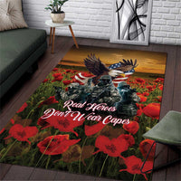 US Veterans Day American Army Area Rug With Poppy Flowers - Wonder Print Shop