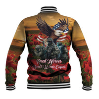 US Veterans Day American Army Baseball Jacket With Poppy Flowers - Wonder Print Shop