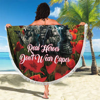 US Veterans Day American Army Beach Blanket With Poppy Flowers - Wonder Print Shop