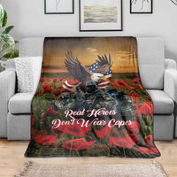 US Veterans Day American Army Blanket With Poppy Flowers