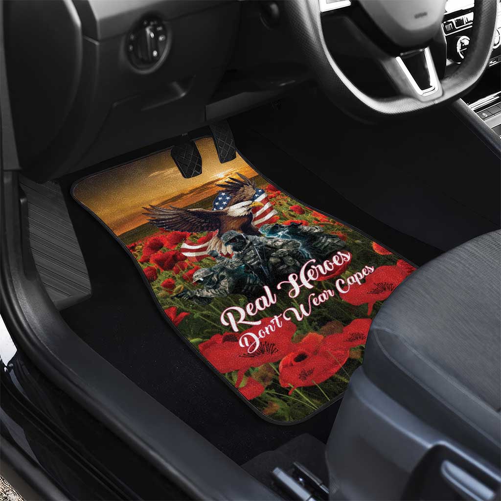 US Veterans Day American Army Car Mats With Poppy Flowers - Wonder Print Shop
