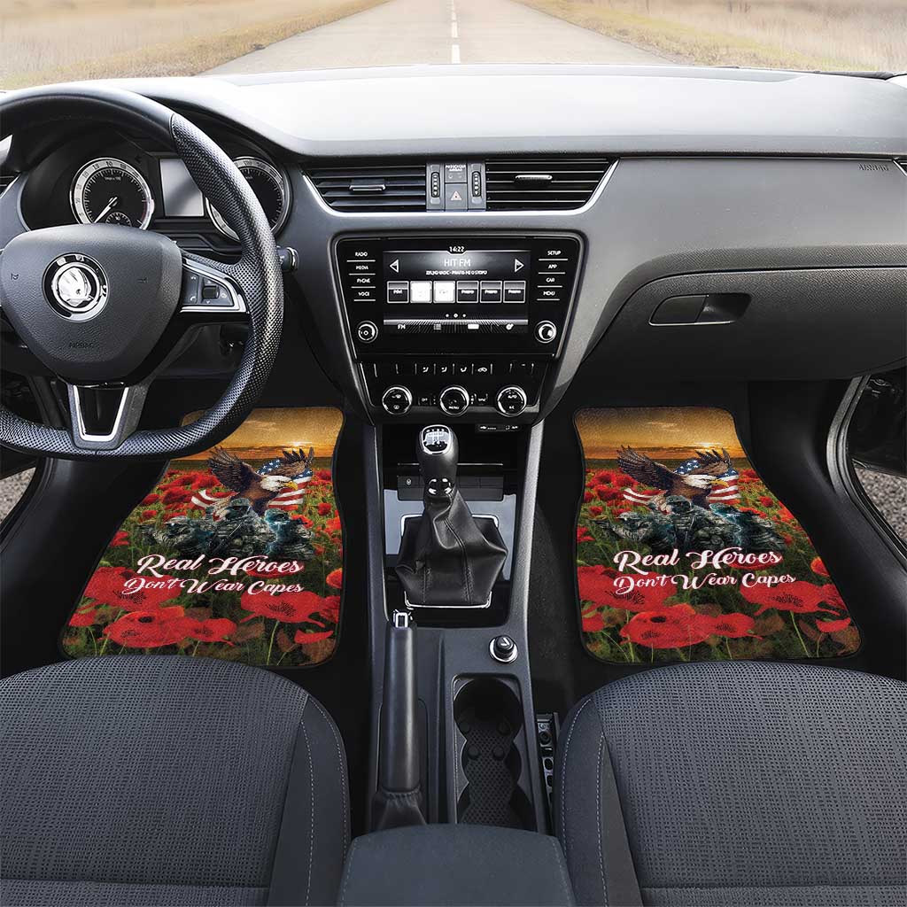 US Veterans Day American Army Car Mats With Poppy Flowers - Wonder Print Shop