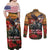 US Veterans Day American Army Couples Matching Off Shoulder Maxi Dress and Long Sleeve Button Shirt With Poppy Flowers - Wonder Print Shop