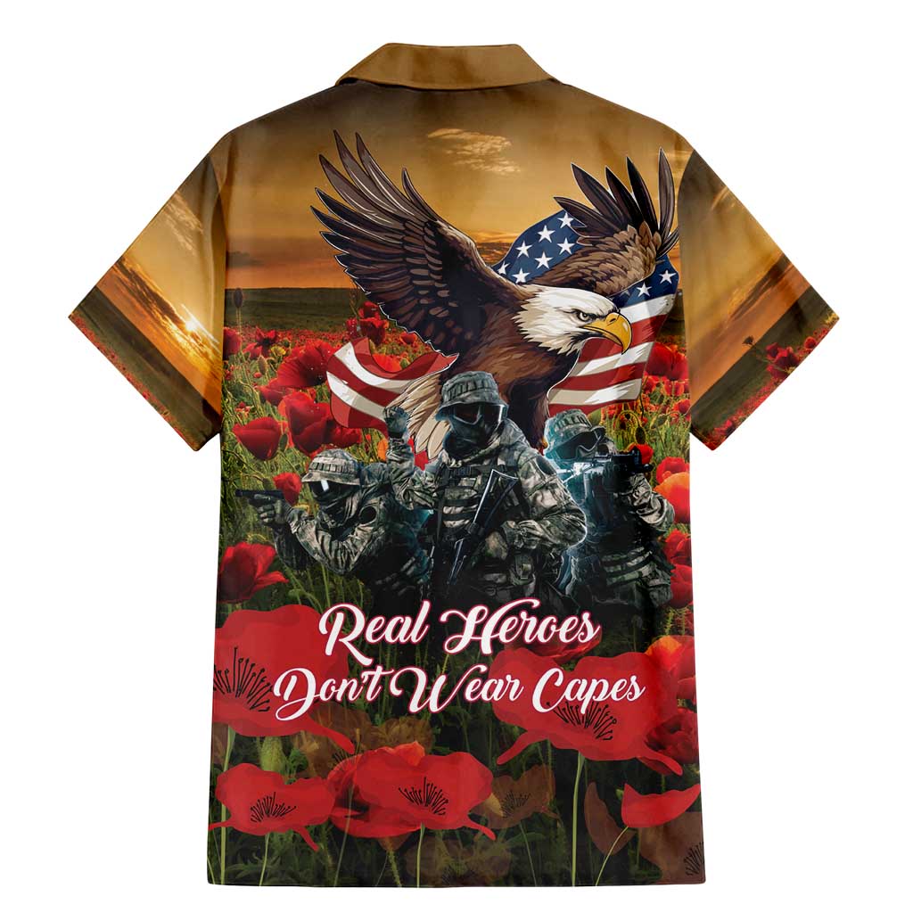US Veterans Day American Army Family Matching Mermaid Dress and Hawaiian Shirt With Poppy Flowers - Wonder Print Shop