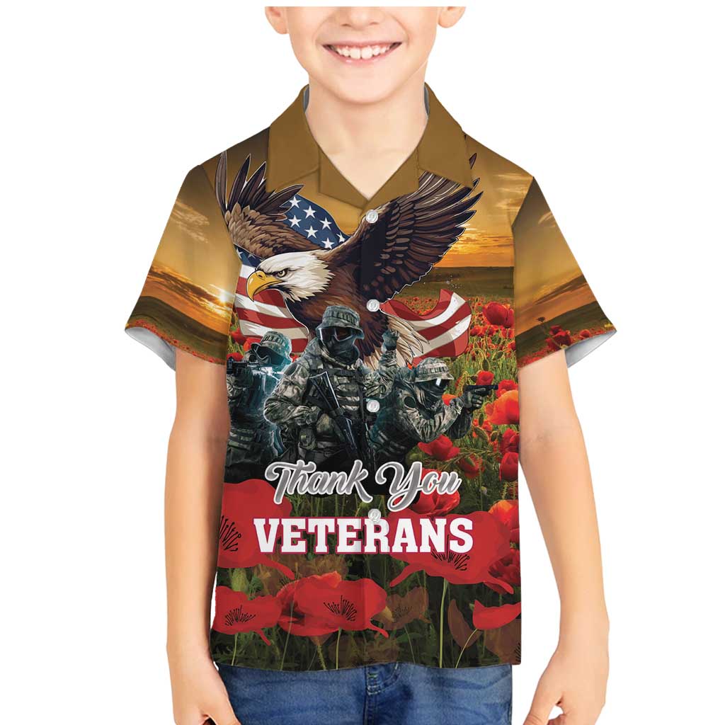 US Veterans Day American Army Family Matching Mermaid Dress and Hawaiian Shirt With Poppy Flowers - Wonder Print Shop