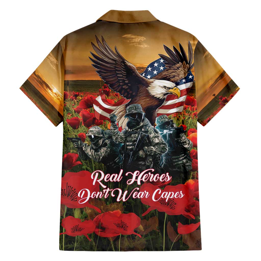 US Veterans Day American Army Family Matching Short Sleeve Bodycon Dress and Hawaiian Shirt With Poppy Flowers - Wonder Print Shop