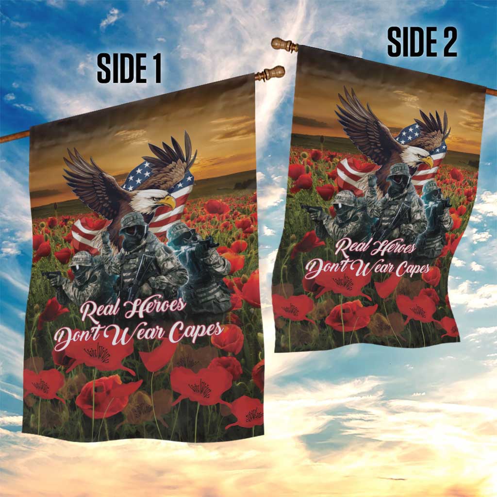 US Veterans Day American Army Garden Flag With Poppy Flowers - Wonder Print Shop