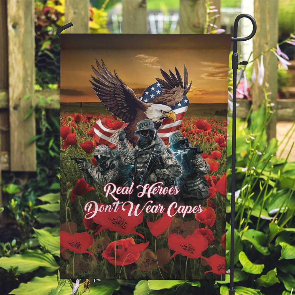US Veterans Day American Army Garden Flag With Poppy Flowers - Wonder Print Shop