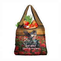 US Veterans Day American Army Grocery Bag With Poppy Flowers
