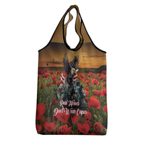 US Veterans Day American Army Grocery Bag With Poppy Flowers