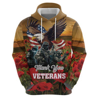 US Veterans Day American Army Hoodie With Poppy Flowers - Wonder Print Shop