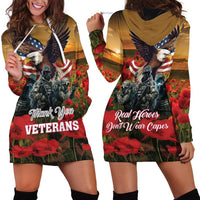 US Veterans Day American Army Hoodie Dress With Poppy Flowers - Wonder Print Shop