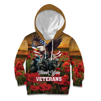 US Veterans Day American Army Kid Hoodie With Poppy Flowers - Wonder Print Shop