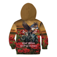 US Veterans Day American Army Kid Hoodie With Poppy Flowers - Wonder Print Shop