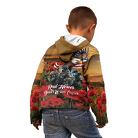 US Veterans Day American Army Kid Hoodie With Poppy Flowers - Wonder Print Shop