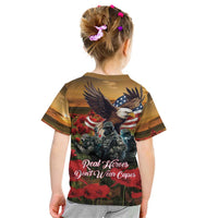 US Veterans Day American Army Kid T Shirt With Poppy Flowers - Wonder Print Shop