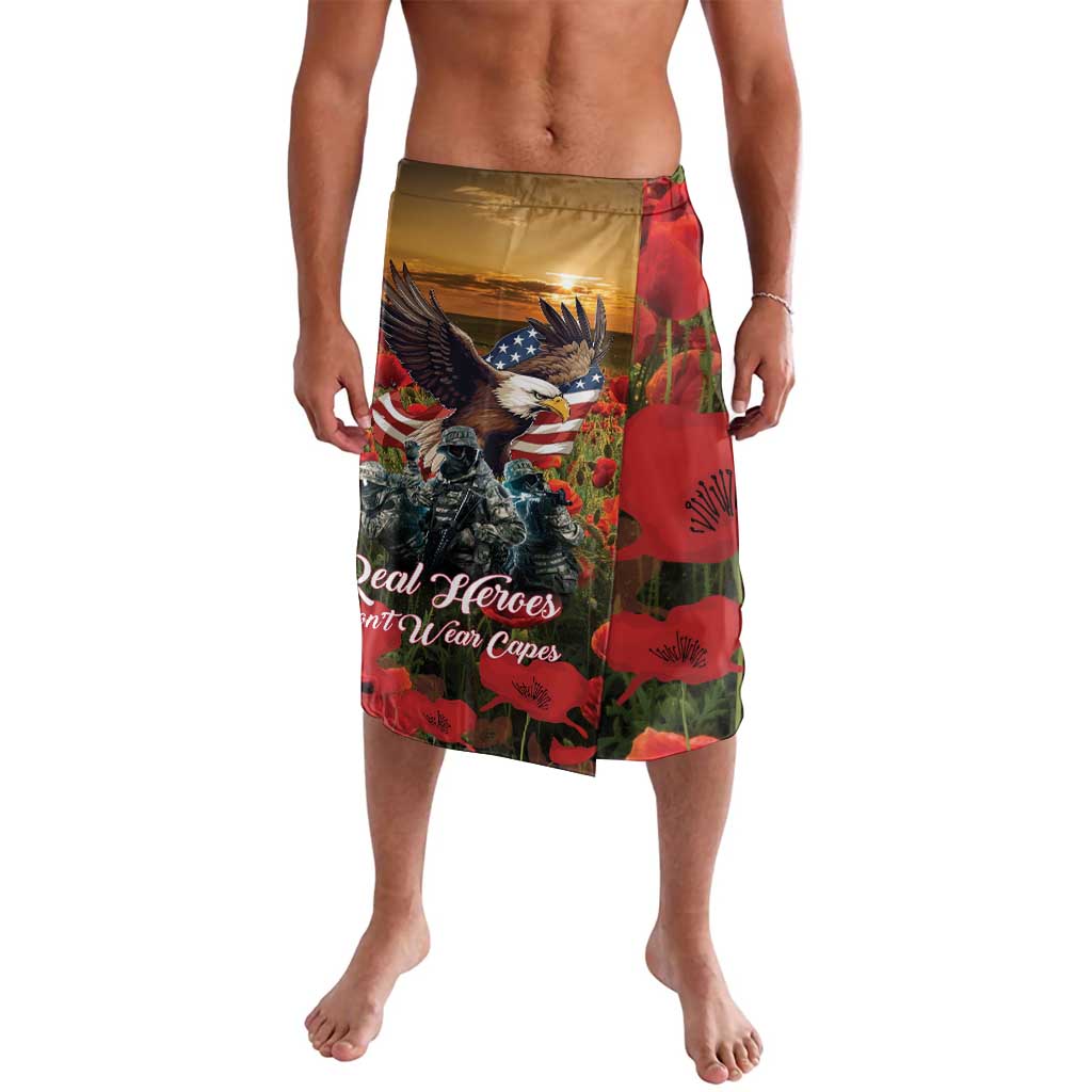 US Veterans Day American Army Lavalava With Poppy Flowers - Wonder Print Shop