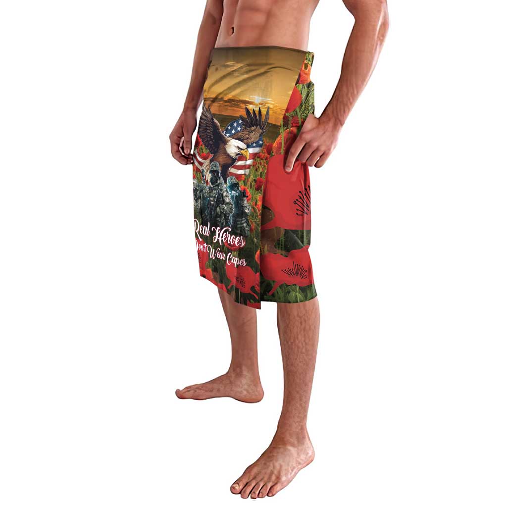 US Veterans Day American Army Lavalava With Poppy Flowers - Wonder Print Shop