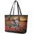 US Veterans Day American Army Leather Tote Bag With Poppy Flowers - Wonder Print Shop