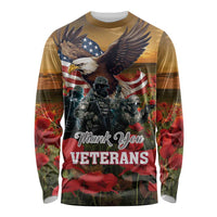 US Veterans Day American Army Long Sleeve Shirt With Poppy Flowers - Wonder Print Shop