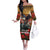 US Veterans Day American Army Off The Shoulder Long Sleeve Dress With Poppy Flowers - Wonder Print Shop