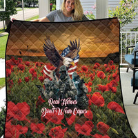 US Veterans Day American Army Quilt With Poppy Flowers - Wonder Print Shop