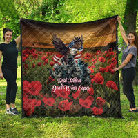 US Veterans Day American Army Quilt With Poppy Flowers - Wonder Print Shop