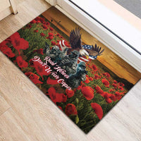 US Veterans Day American Army Rubber Doormat With Poppy Flowers - Wonder Print Shop