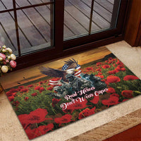 US Veterans Day American Army Rubber Doormat With Poppy Flowers - Wonder Print Shop