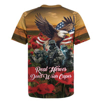 US Veterans Day American Army Rugby Jersey With Poppy Flowers - Wonder Print Shop