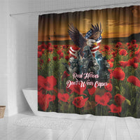US Veterans Day American Army Shower Curtain With Poppy Flowers
