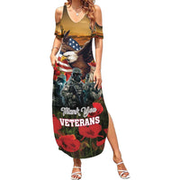 US Veterans Day American Army Summer Maxi Dress With Poppy Flowers - Wonder Print Shop
