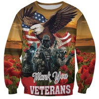 US Veterans Day American Army Sweatshirt With Poppy Flowers - Wonder Print Shop