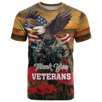 US Veterans Day American Army T Shirt With Poppy Flowers - Wonder Print Shop