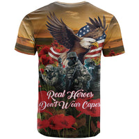 US Veterans Day American Army T Shirt With Poppy Flowers - Wonder Print Shop