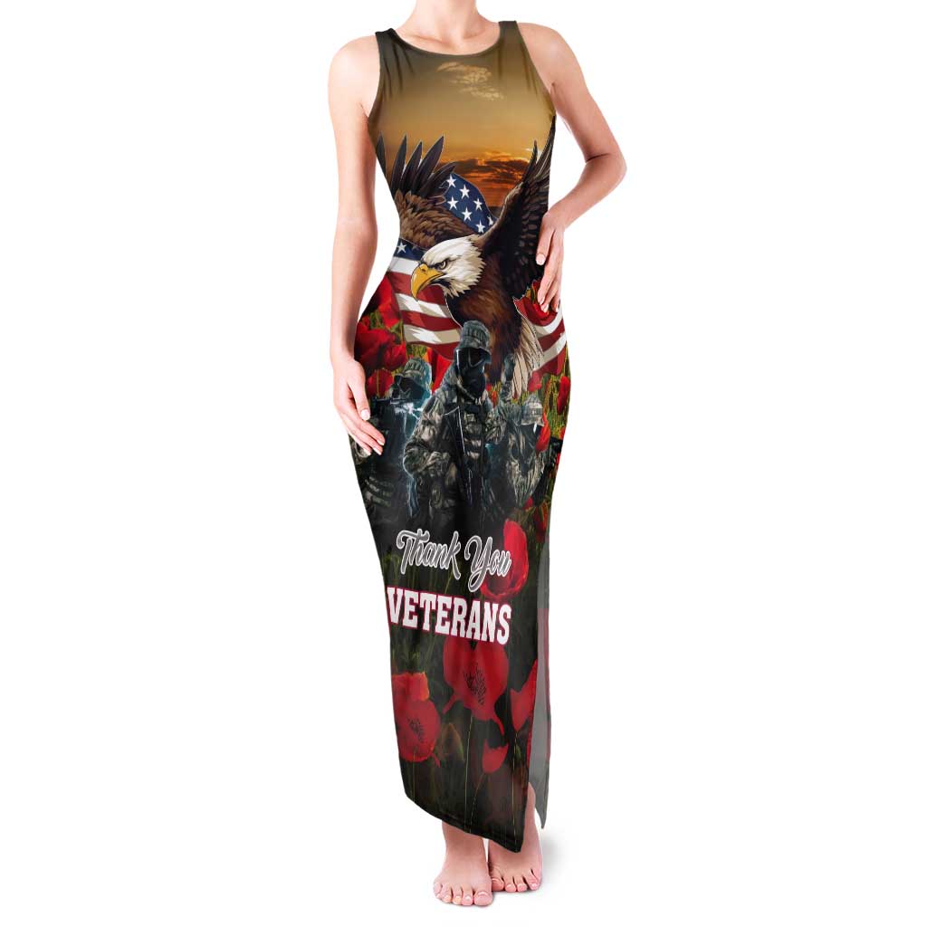 US Veterans Day American Army Tank Maxi Dress With Poppy Flowers - Wonder Print Shop