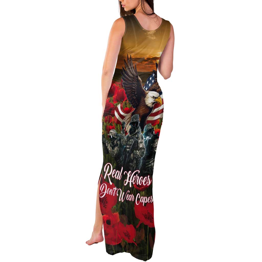 US Veterans Day American Army Tank Maxi Dress With Poppy Flowers - Wonder Print Shop
