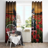 US Veterans Day American Army Window Curtain With Poppy Flowers - Wonder Print Shop