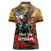 US Veterans Day American Army Women Polo Shirt With Poppy Flowers - Wonder Print Shop